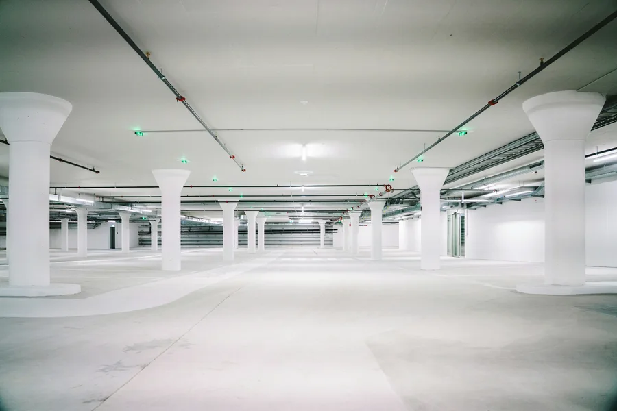 Covered parking deck floor